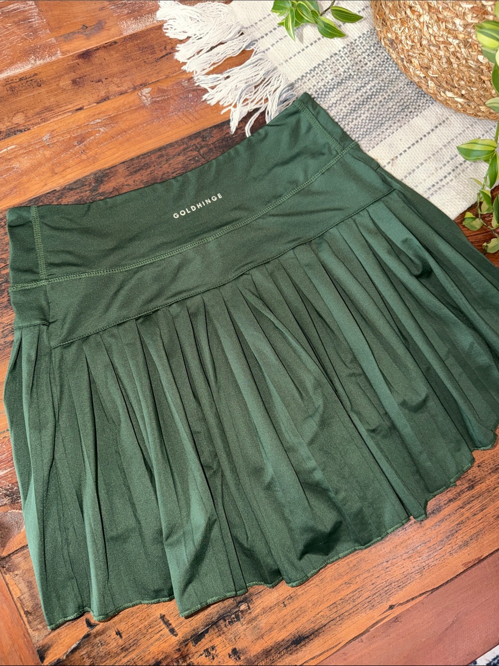 Goldhinge Dark Green Pleated Tennis Skirt